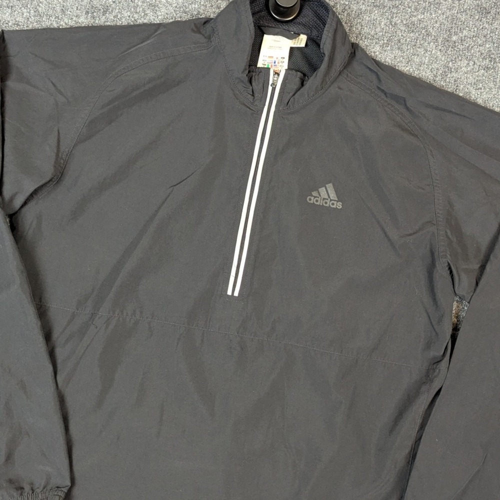 Vintage Adidas Black ClimaProof 1/4 Zip Windbreaker Jacket Mens Medium 2003
